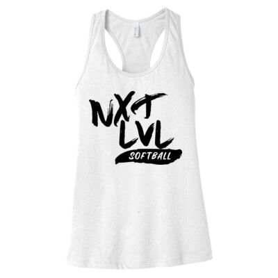 Ladies NXT LVL White Softball Racerback Tank Top Thumbnail