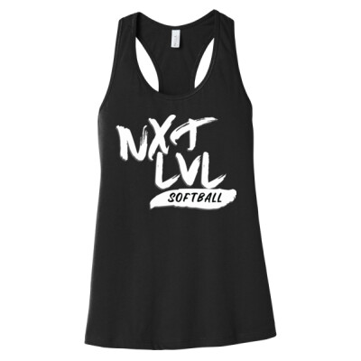 Ladies NXT LVL Black Softball Racerback Tank Top Thumbnail